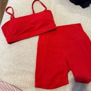 CRZY YOGA Red Sports Bra and Shorts Set